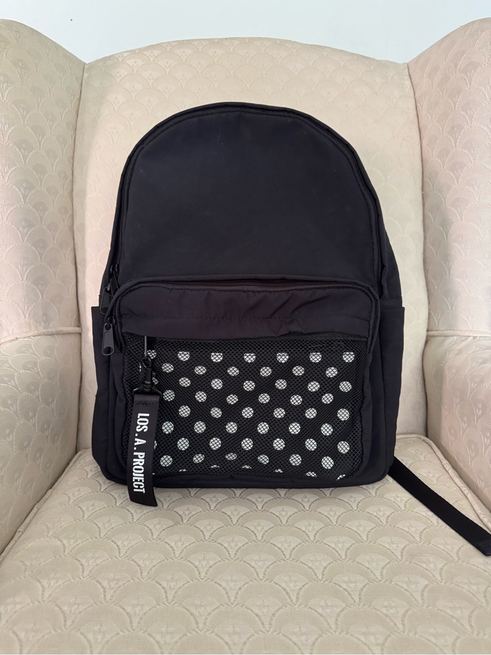 Black Backpack with Front Mesh Pocket by Los.A.Project